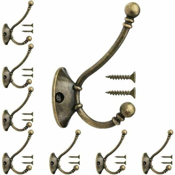 8PCS Patère Porte Manteau Murale Vintage Crochet de Porte Métal Crochet de Manteau Rétro avec 16pcs Vis pour Porte-Manteau Salle de