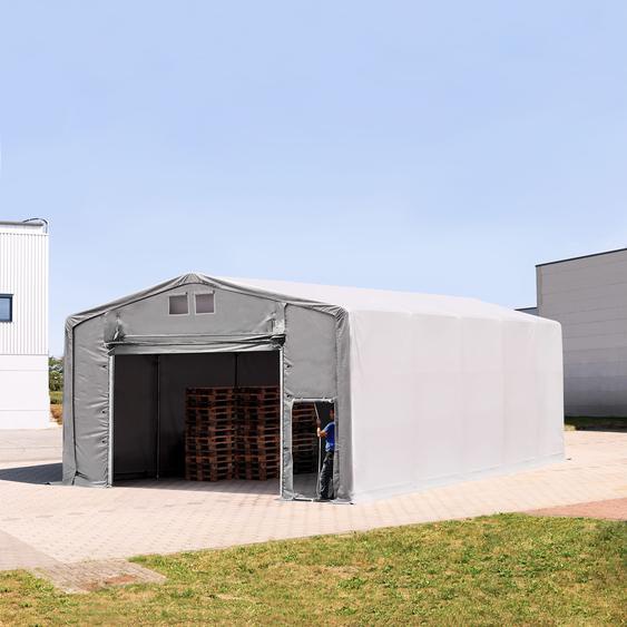 8x10 m hangar, PVC 850, H. 4m avec porte actionnée par traction, gris, sans statique - (79963)