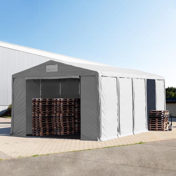 8x10 m tente de stockage, PVC 850, H. 3,6 m avec portes à fermeture éclair, gris, sans statique - (79835)