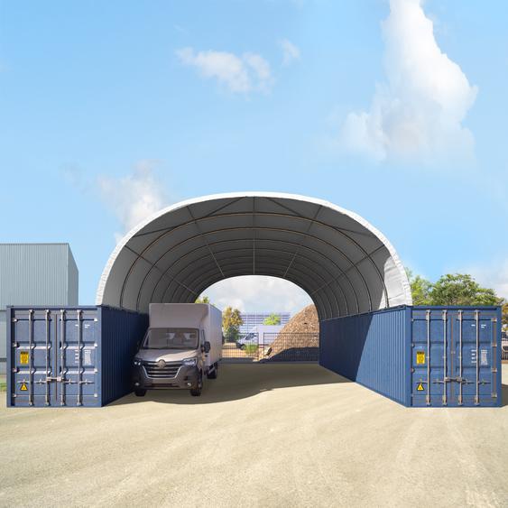 8x12 m Abri monté sur containers, PRIMEtex 2300, blanc - (49668)