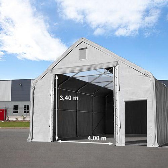 8x12 m hangar avec fenêtres dans le toit, porte 4x3,4 m, PRIMEtex 2300, anti-feu, gris, avec statique (type de sol : béton) - (49837)