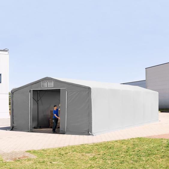 8x12 m hangar, PRIMEtex 2300, H. 3 m avec porte coulissante, gris, sans statique - (80006)