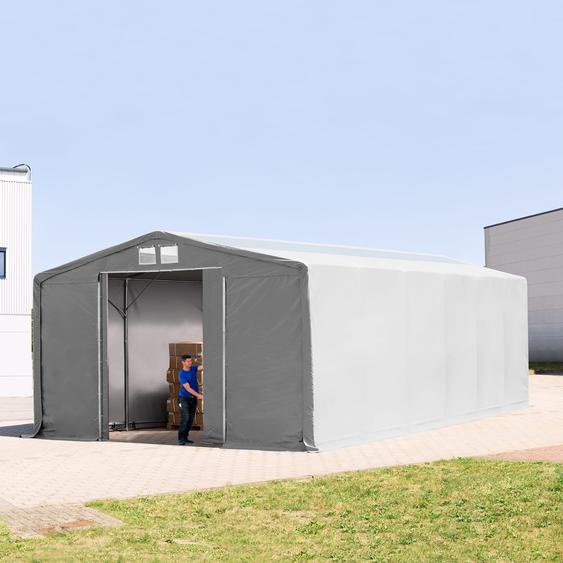8x12 m hangar, PRIMEtex 2300, H. 4 m avec porte coulissante et fenêtres dans le toit, gris, sans statique - (80024)