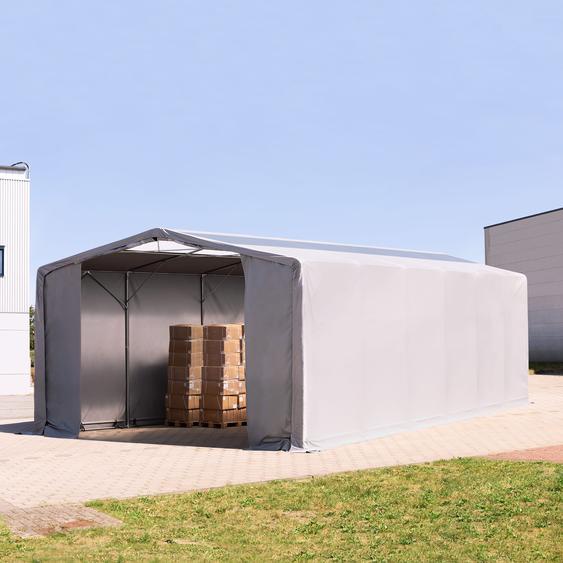 8x12 m hangar, PRIMEtex 2300, H. 4 m avec portes à fermeture éclair et fenêtres dans le toit, gris, sans statique - (80022)
