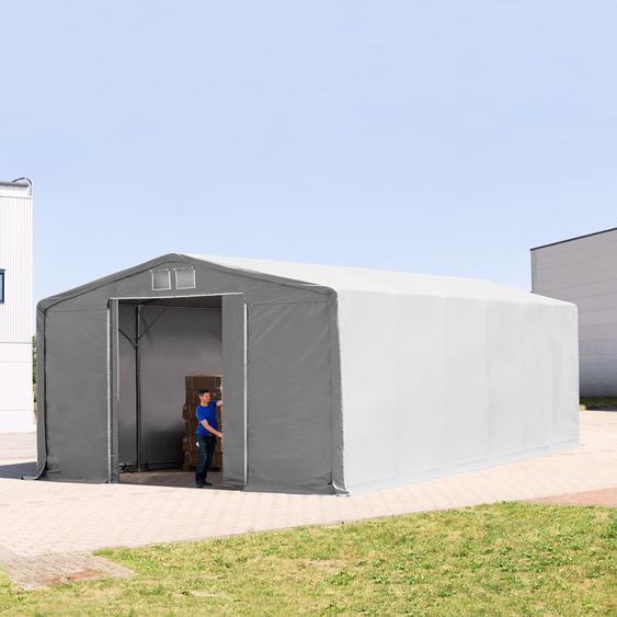 8x12 m hangar, PVC 850, H. 4 m avec porte coulissante, gris, sans statique - (79970)