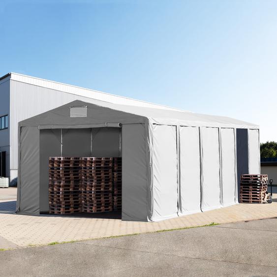 8x12 m tente de stockage, PVC 850, H. 4 m avec portes à fermeture éclair, gris, sans statique - (79854)