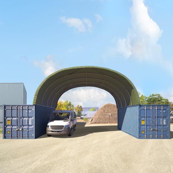 8x6 m Abri monté sur containers, PRIMEtex 2300, vert foncé - (12124)