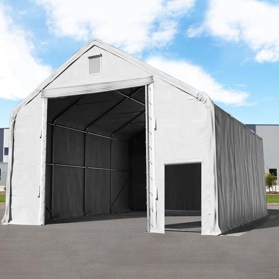 8x8 m hangar, porte 4x4,4 m, PRIMEtex 2300, gris, avec statique (type de sol : terre) - (48678)