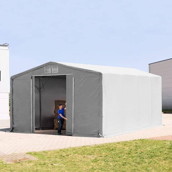 8x8 m hangar, PRIMEtex 2300, H. 4 m avec porte coulissante, gris, sans statique - (80018)