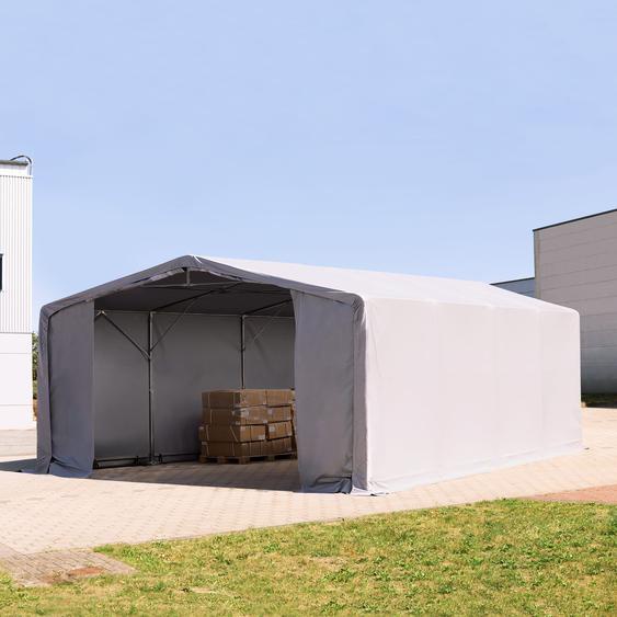 8x8 m hangar, PVC 850, H. 3 m avec portes à fermeture éclair, gris, avec statique (type de sol : béton) - (94137)
