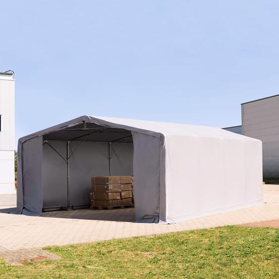 8x8 m hangar, PVC 850, H. 3 m avec portes à fermeture éclair, gris, sans statique - (79926)