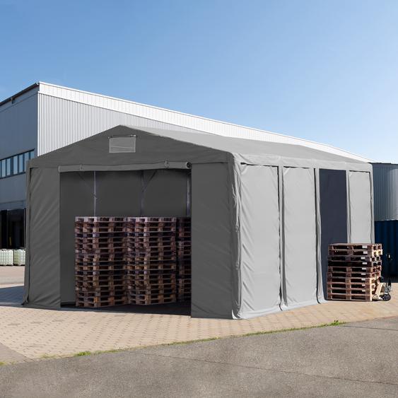 8x8 m tente de stockage, PVC 850, H. 4 m avec portes à fermeture éclair, gris, sans statique - (79851)