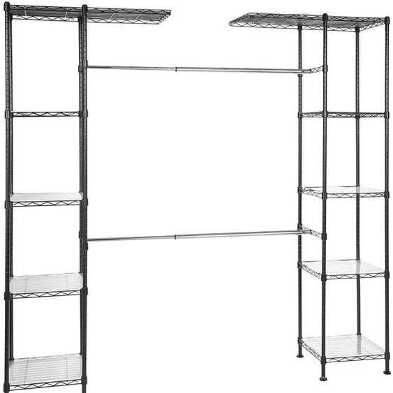 A. Armoire ouverte extensible avec 10 étagères réglables en hauteur