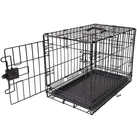 A. Caractéristiques principales : Cage pliable pour chien, fabriquée en fil métallique, avec un bac de sol intégré. Modèle individuel