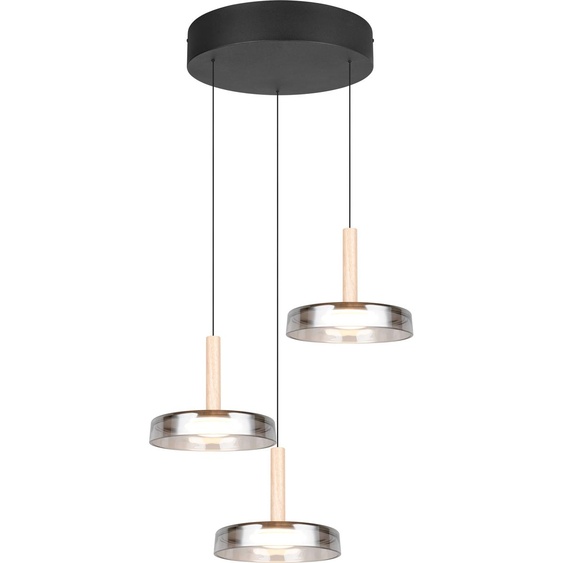 Abat-jour circulaire moderne noir givré 3 abat-jour en verre pour salon au-dessus dune table couleur chaude LED 22.5W CELESTE Trio