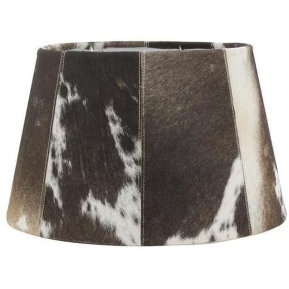 Abat-jour en peau de vache brun et blanc - AUBRY GASPARD - Diamètre 40 cm - Hauteur 24 cm