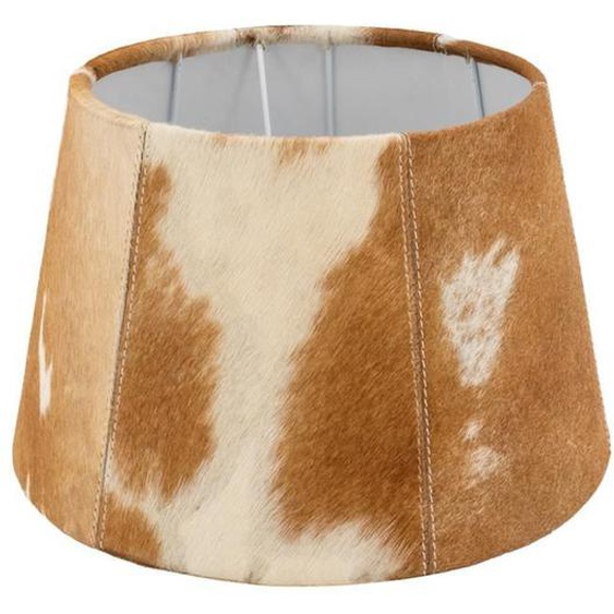 Abat-jour en peau de vache marron et blanc - AUBRY GASPARD - Vintage - Diamètre 30 cm