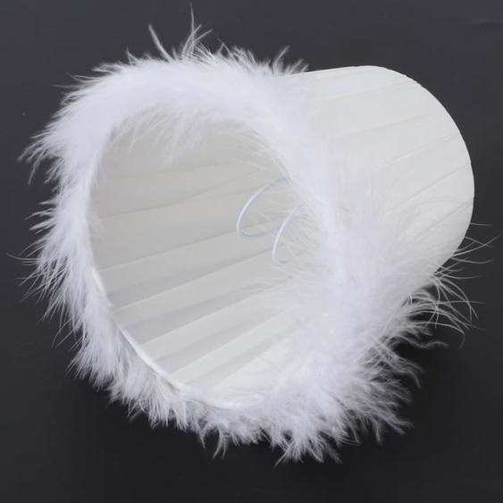 Abat-jour en plumes - Vintage - Blanc - Léger - Éclairage doux - Lampe de nuit LED
