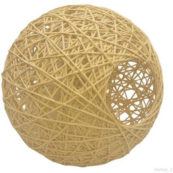Abat-jour suspendu - COLAXI - Boule en rotin - Jaune - 15 cm - Design contemporain