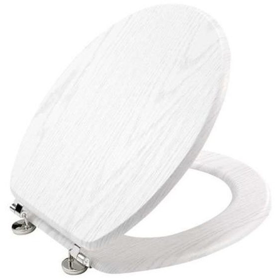 Abattant WC MDF charnières métal effet bois Strata blanc