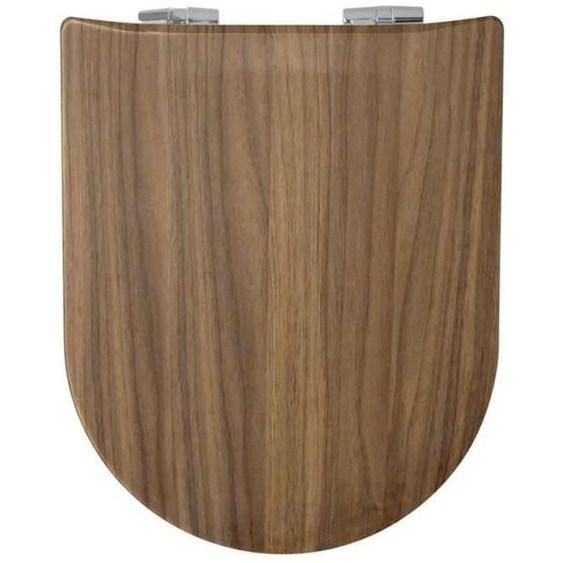 Abattant WC - OLFA - Slim Déclipsable - Imitation Bois de Noyer - 36.5x47.5 cm - Marron Clair