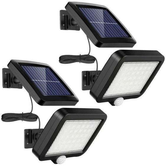 Lot De 2 Lampes Solaires DExtérieur 56 Led Avec Détecteur De Mouvement, Étanchéité Ip65, Angle DÉclairage 120°, Applique Murale Solaire Pour Jardin