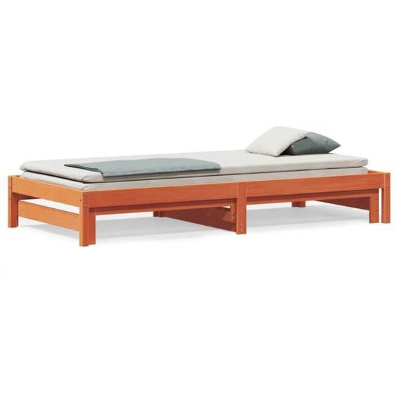 Lit de jour - ABIL - AB001 - Bois de pin massif - Cire marron - 80x200 cm avec lit gigogne