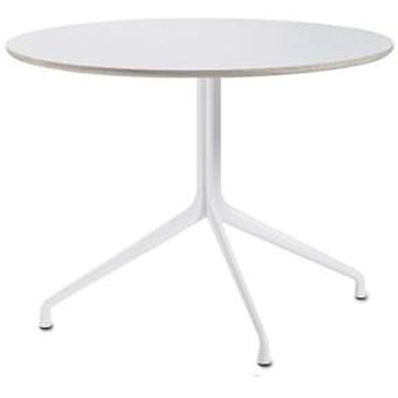 About A Table AAT20 Trois pieds - stratifié blanc, bordure contreplaqué - Ø 80 cm