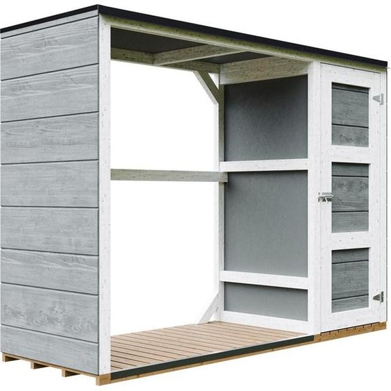 Abri à bois - 75 x 217 x H159 cm - Abri à outils et à bois 1,09 m² + 0,53 m² - TIMBELA M981 - CAVERN STEEL