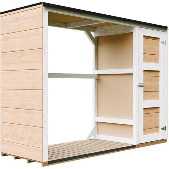 Abri à bois - 75 x 217 x H159 cm - Abri à outils et à bois 1,09 m² + 0,53 m² - TIMBELA M981 - HARVEST HONEY