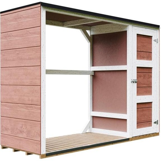 Abri à bois - 75 x 217 x H159 cm - Abri à outils et à bois 1,09 m² + 0,53 m² - TIMBELA M981 - REDWOOD RED