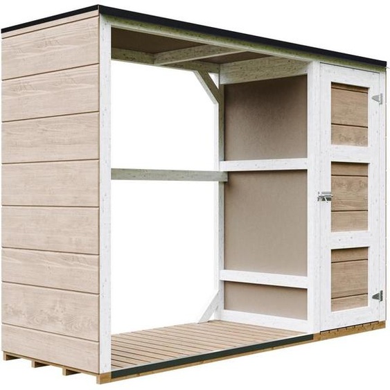 Abri à bois - 75 x 217 x H159 cm - Abri à outils et à bois 1,09 m² + 0,53 m² - TIMBELA M981 - TERRA BROWN