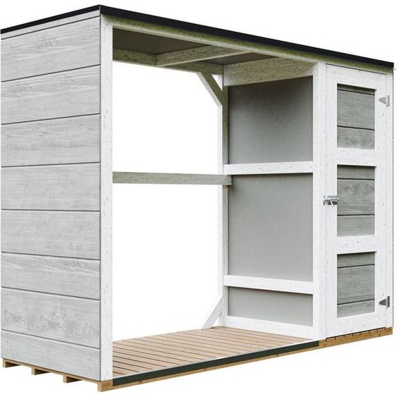 Abri à bois - 75 x 217 x H159 cm - Abri à outils et à bois 1,09 m² + 0,53 m² - TIMBELA M981 - TUNDRA GREY