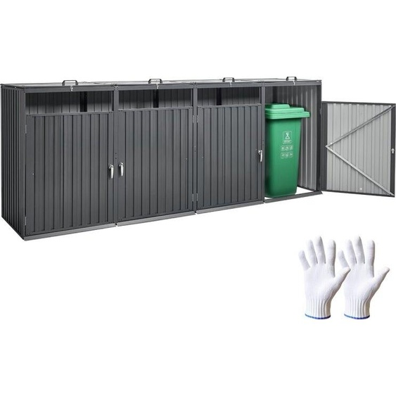 Abri à poubelles optimisé - Abri à poubelles pour 4x 240L poubelles - Habillage de poubelle - Gain de place et ordre