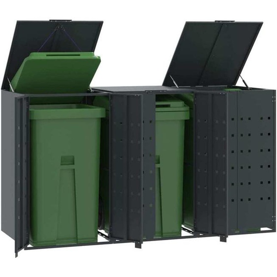 Abri à poubelles pour 3 tonnes Anthracite 207x79x117 cm Acier - Abri à poubelles 3279983