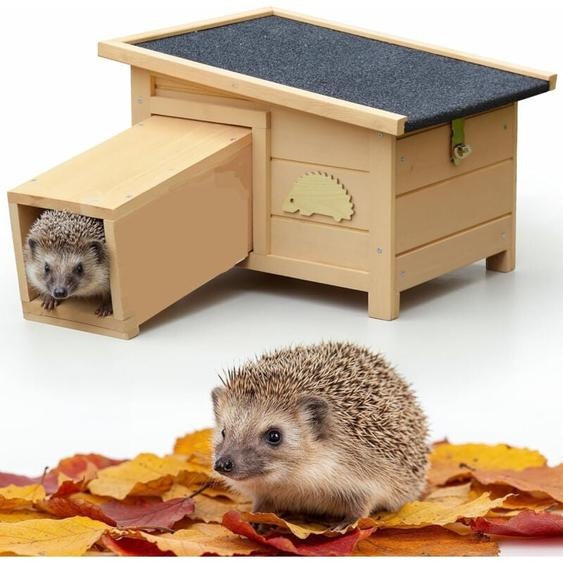 Abri Cabane Mangeoire Hérisson Refuge éxtérieur en bois massif Hibernation HiverHugo