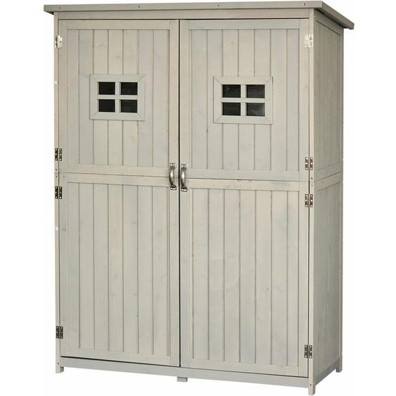 Abri de jardin armoire de jardin remise pour outils sur pied dim. 128L x 50l x 164H cm 2 étagères 2 portes 2 fenêtres toit bitumé étanche bois massif