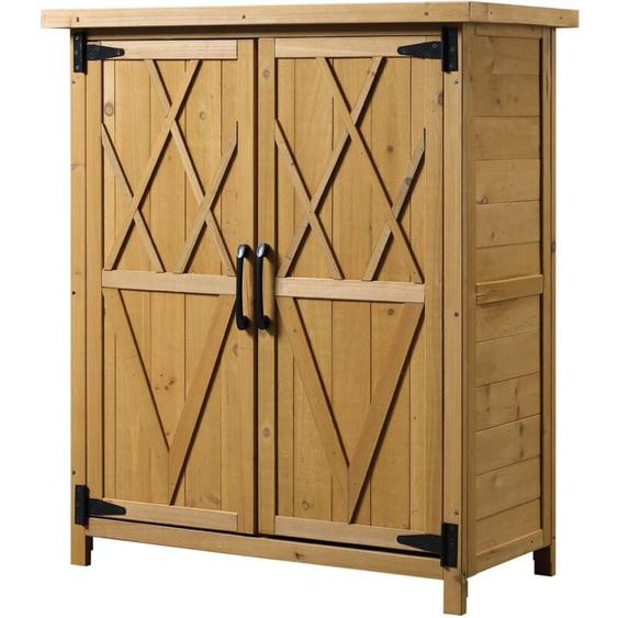 Outsunny - Abri de jardin armoire de jardin remise pour outils sur pied dim. 75L x 40l x 90H cm 3 étagères 2 portes toit tôle bois sapin pré-huilé