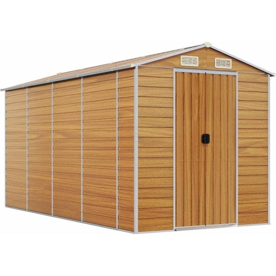 Abri de jardin marron clair 191x385x198 cm acier galvanisé