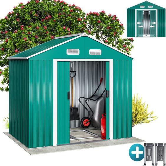 Abri de jardin Cabane en métal vert 196x132x188cm Cabanon rangement outils
