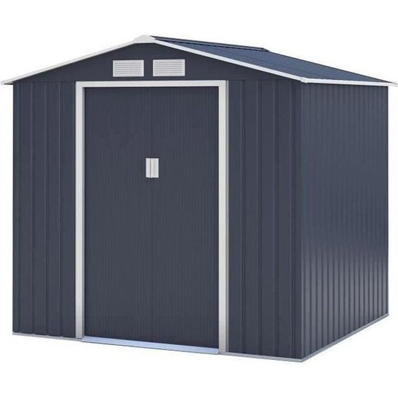 Abri de jardin en métal, 4,07 m², 213 x 191 x 195 cm, MARS, Kit dancrage inclus, 2 portes coulissantes, Gris anthracite