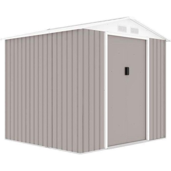 Abri de jardin en métal, 4,07 m², 213 x 191 x 195 cm, Kit dancrage inclus, 2 portes coulissantes, Taupe