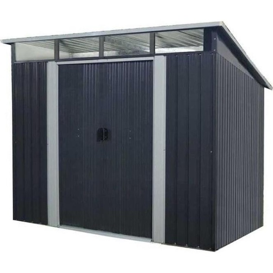 Abri de jardin en métal 4,61 m², 238 x 193 x 202 cm, Kit dancrage inclus, 2 portes coulissantes, Gris