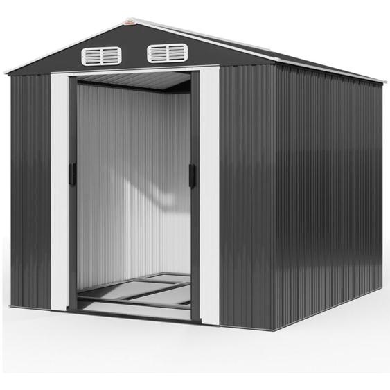 Abri de jardin en métal anthracite - 14,65 m³ - Cabane/Remise de jardin - Rangement vélos/outils - Gris