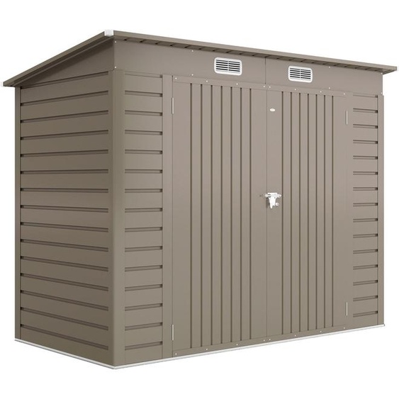 Abri de jardin en métal avec double porte, 249 x 121 x 183 cm, gris clair