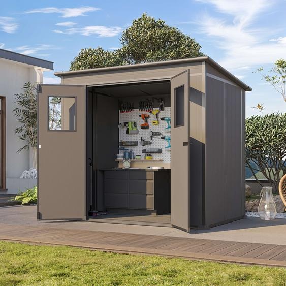 Abri de jardin en plastique 213 x 145 cm, anthracite - (GFPV01168)