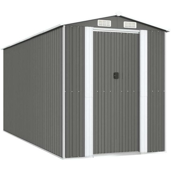 Abri de jardin gris clair 192x440x223 cm Acier galvanisé