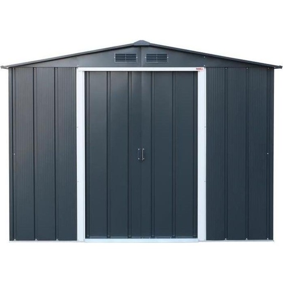 Abri de Jardin Métal, 4,77 m2, DURAMAX, Kit dAncrage Inclus, Gris Anthracite, Épaisseur 0,33mm
