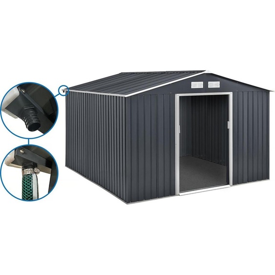 Abri de jardin métal - Vegas 12.98 m² avec gouttière - Gris