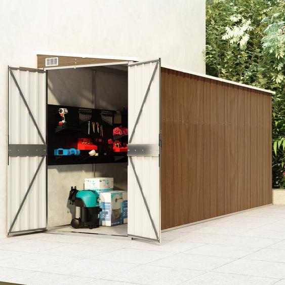 Abri de jardin mural Marron 118x382x178 cm Acier galvanisé